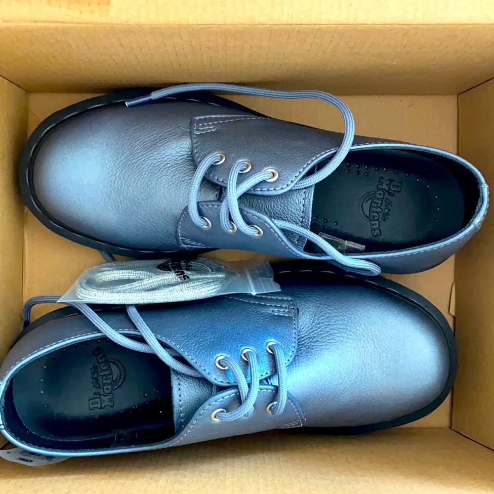 Dr. Martens Metallic Gunmetal Shoes (New in Box)